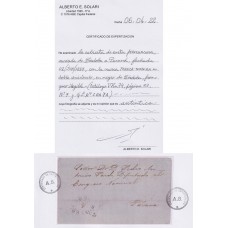 ARGENTINA 1857 GJ CBA 7A PLIEGO CON MARCA CORDOBA FRANCA FECHADO EN 2/6/1857 CIRCULADO A DIPUTADO DEL CONGRESO DE LA CONFEDERACION NACIONAL EN PARANA CON FIRMA DE KNEITSCHEL Y CERTIFICADO DE AUTENTICIDAD DE ALBERTO SOLARI HERMOSA CARTA U$ 200